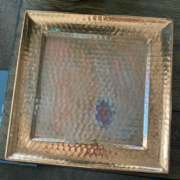 Copper‎ large 14 inch Art Deco square serving tray - Picture 1 of 7